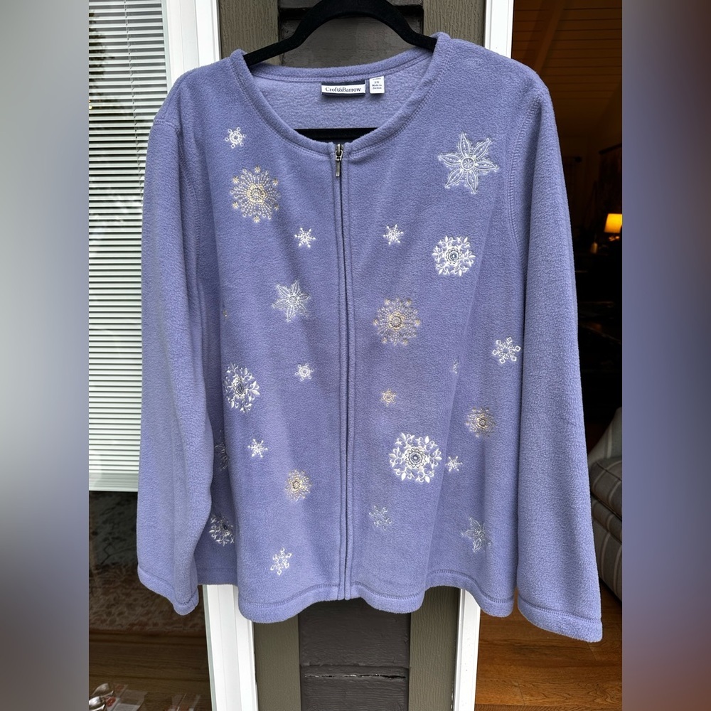 Vintage Croft &‎ Barrow Lavender Embroidered Zip-Up Jacket